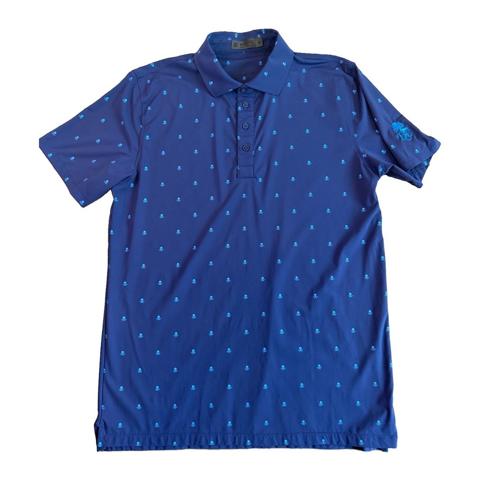 G/Fore Men's Medium Performance Polo Shirt Skull Print Brentwood Golf Club BCC